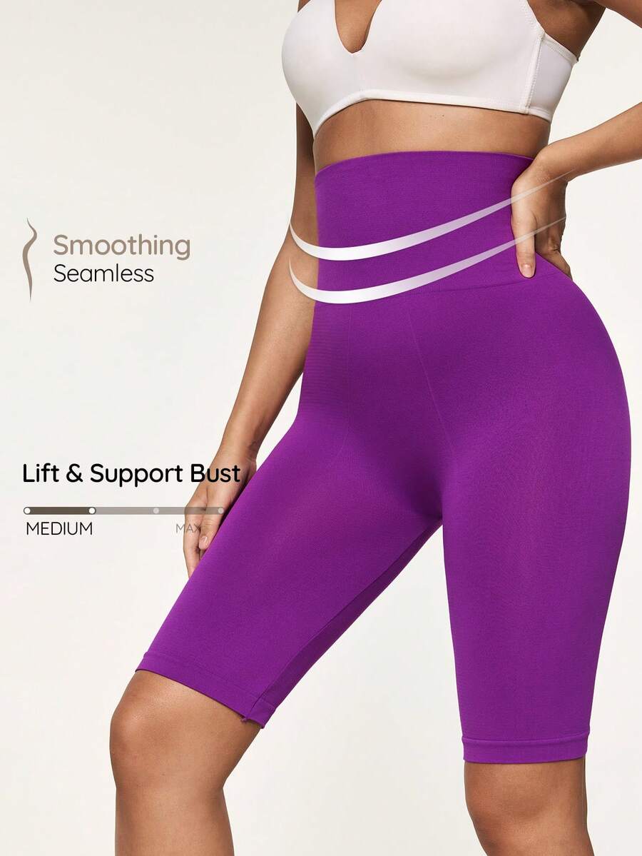 SHAPORA Bragas moldeadoras sin costuras de cintura alta en unicolor - Morado - Ver 1