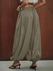 Hauture Women's Loose Casual Long Pants - Army Green - View 2