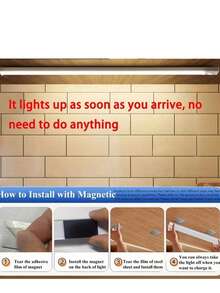 1PC USB Rechargeable PIR Motion Sensor LED Light Strip, Portable Sensor Cabinet Light, Suitable For Bedroom, Kitchen, Hallway, Bedroom Decor - Multicolor - View 9