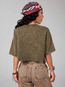 Comfortcana 100% Cotton Washed Basic Short Sleeve T-Shirt, Rust Brown,Summer Top - Rust Brown - View 14