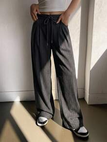 Dazy Star Striped & Floral Print Wide Leg Pants - Grey - View 12