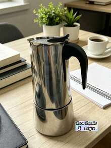 12 Cup Stainless Steel Espresso Coffee Maker, 600ml Moka Pot For Home, Kitchen, Camping - Silver - View 1