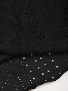 Sweetra Women's Spring/Summer New Vintage Sexy Hot Girl Cute Playful Colorblock Patchwork Jacquard Hollow Fabric Lace Trim Bow Tie Front Slim Fit Tank Top - Black - View 7
