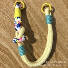 Creative Colorful Woven Short Mobile Phone Lanyard, Handheld Wrist Strap, Cotton Double-Strand, Sturdy Anti-Loss Clip Phone Chain - Multicolor - View 8