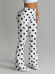 Dewbera Dewbera Pantalones largos acampanados con costuras y estampado de leopardo colorido (con bolsillos) - Blanco y Negro - Ver 6
