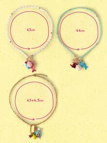 Popjeli 1 Piece, Summer Beach Ocean Vacation Wind Glazed Chain Fruit Cherry Small Fish Coral Starfish Lemon Mushroom Rough Stone Pendant Women's Necklace,Y2K/Cute/Colorful/Chic,DIY,PINK,Summer/Beach/Prom/Part/Vacation/Travel,For Mom/Women/Girl/Mother,Heart,Floral - Multicolor - View 13