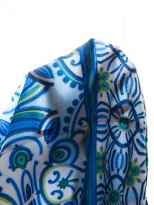 Rusticease Plus Size Women's V-Neck All-Over Print Casual Bohemian Boho Everyday Outing Dress Blue And White Autumn Fall Beach Vacation - Multicolor - View 8
