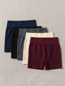Velisys Velisys Pantalones cortos deportivos casuales de mujer de unicolor con costillas que levantan el trasero - Multicolor - Ver 3