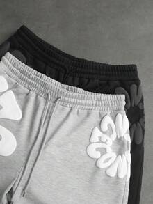 SLATEMANN Quần short thể thao nam mùa hè phong cách casual họa tiết chữ, cạp chun dây rút - Nhiều màu - Xem 4