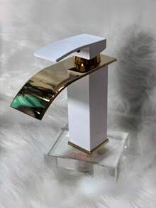 This 1 Piece Sink Faucet Features A Matte Black Waterfall Spout, High-Arc Alloy Material, Streamlined Design, Dual Hot And Cold Water Control, And Leak-Proof Details. It Is Suitable For Modern Bathroom Renovations, Rental Property Renovations, And Spring/Autumn Decorating Scenarios, Embodying A Modern Minimalist Style. - Multicolor - View 8