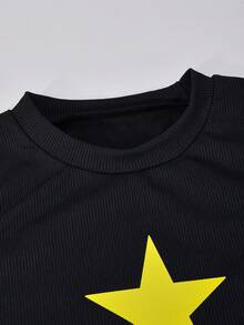 SHEIN ChillGRL 2件組 青少女星形印花抽繩背心 & 撞色腰帶工裝口袋長褲 街頭休閒兩件套 春/夏 - 彩色 - 查看 3