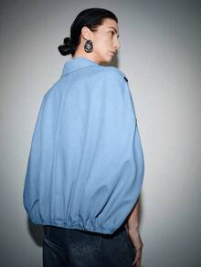 Lumivelle Chaqueta de diseño de unicolor para ir al trabajo en primavera/otoño - Neblina azul - Ver 2