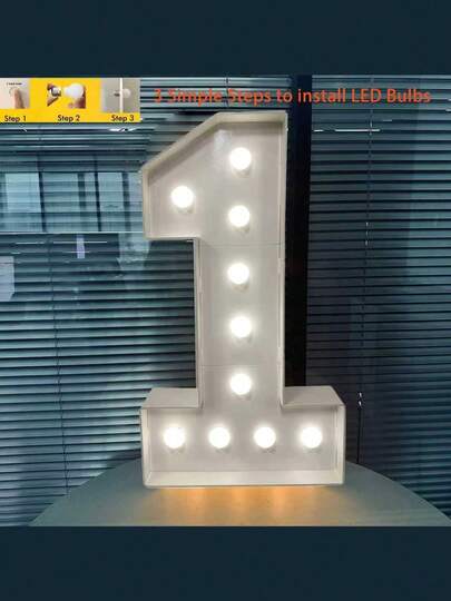 1Set 70cm Light Up Digital Marquee Frame White Lights KT Board Plug-In KT Board With Bracket Party Decorative Light Birthday Party Anniversary Decoration - Cool White Light