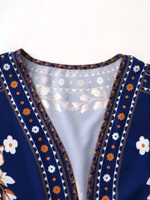 Rusticease Chaqueta abierta de mujer talla grande estilo casual de playa y vacaciones para primavera/otoño con estampado floral - Multicolor - Ver 4