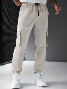 SLATEMANN Men's Multi-Pocket Cargo Pants, Fashionable And Versatile Casual Wear - Grey - View 5