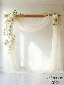 1PC 118 Inch 9.83Ft Elastic Satin Backdrop Curtain Opaque Wrinkle Free Solid Color Wedding Party Engagement Ceremony Stage Photography Background Anniversary Birthday Valentines Halloween Room Decor Champagne Seasonal Decorations Must Haves - milky white - View 15