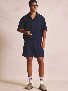Musero Buttoned Front Angled Pocket Front Shorts Belt Loops Spring Summer Essentials Co-Ord Shorts Only - Blue - View 3