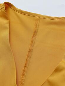Lunelith SHEIN Lunessa Women's Solid Color V-Neck Single-Breasted Vest And Pants 2 Pieces Set Teachers' Day Brunch Mustard Yellow Summer Smart Casual - Yellow - View 3