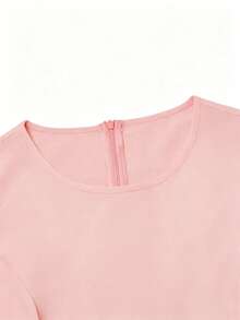 GlowEve Women's Solid Color Round Neck Sleeveless Ruffle Elegant Mini Dress - Pink - View 4
