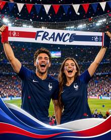 juxingdongli Khăn quàng cổ cổ động viên bóng đá Pháp, khăn len in chữ "Allez Les Bleus" có tua rua, khăn quàng cổ màu xanh trắng đỏ thể hiện tinh thần cổ vũ đội tuyển quốc gia, phụ kiện cổ vũ ngày thi đấu, quà tặng. - Nhiều màu - Xem 4
