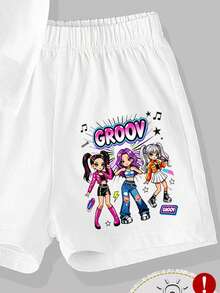 1套青少年女孩春夏服裝 2件套 GROOV 動漫女孩印花白色短袖T恤 + 白色短褲 青少年女孩夏季休閒套裝 寬鬆親膚透氣 適合日常、上學、出遊、運動 百搭舒適 適合各種身型 讓妳成為春夏最吸睛的小美女 - 彩色 - 查看 6
