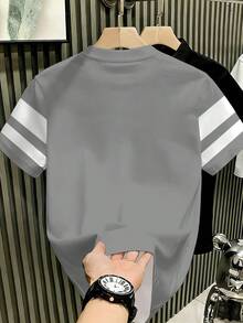 Manfinity Homme 男款圓領撞色騎士印花休閒百搭日常旅行短袖T恤 - 彩色 - 查看 2