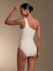 Swim Oasis 26SS 春夏米色腰部鏤空優雅度假女款連身泳衣套裝含罩衫裙 - 米色 - 查看 2