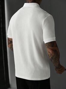 Manfinity Homme Men's Solid Color Minimalist Daily Wear Short Sleeve Polo Shirt, Formal - White - View 2