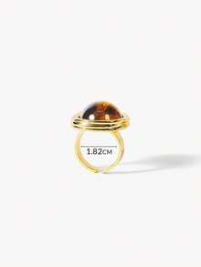 Opalesca Anillo de resina de oro de 18k personalizado de nicho,Premium/Elegante/Clásico/Uso diario/Minimalista,Perla/Cristal,Compromiso/Boda/Promesa,Verano/Playa/Baile de graduación/Fiesta/Vacaciones/Viaje,Para mamá/Mujeres/Niña/Madre,Novia,Fairycore/Mermaid Core - Dorado - Marrón - Ver 7