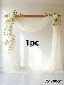 1PC 118 Inch 9.83Ft Elastic Satin Backdrop Curtain Opaque Wrinkle Free Solid Color Wedding Party Engagement Ceremony Stage Photography Background Anniversary Birthday Valentines Halloween Room Decor Champagne Seasonal Decorations Must Haves - milky white - View 12