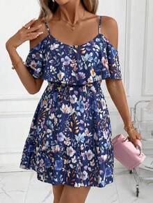 SHEIN Clasi Vestido mini casual con estampado floral para mujer, para citas y fiestas - Multicolor - Ver 7