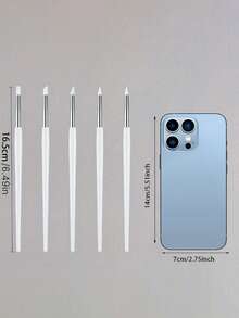 5pcs/Set Nail Art Brushes, Silicone Tip, White Nail Sculpture Pen, Drawing Pen, Suitable For Acrylic Carving, Nail Carving, Relief, Hollow Carving, Rhinestone Dotting Tool Set, 3D Nail Art, DIY Nail Art Pen, Nail Rhinestone Dotting Pen - Multicolor - View 3