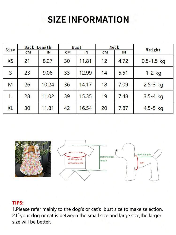 PETSIN 1PC Floral Princess Dog Dress, Summer Thin Pink Skirt For Medium Large Dogs Samoyed Corgi Labrador - White - View 5