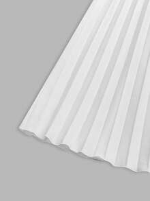 Lunelith SHEIN Lunessa Women's Asymmetric V-Neck Waist-Cinching Pleated Dress Wedding Day Party Anniversary White Summer Romantic Elegant - White - View 7