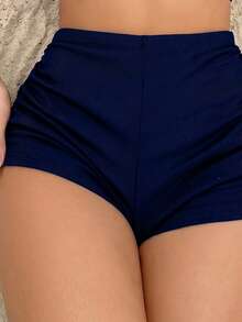 Swim Basics Women's Solid Color Cross Design Sexy Bikini Set For Summer Beach - Navy Blue - View 5