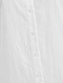 SHEIN 女款休閒通勤單排釦長袖素色襯衫 - 白色 - 查看 8