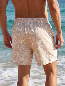 Horizaway Quần short đi biển nam họa tiết cây nhiệt đới, cạp dây rút, phong cách nghỉ dưỡng - Nhiều màu - Xem 2