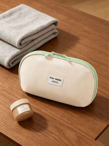 1pc Mousse Beige Travel Storage Bag, Portable Organizer Pouch, Underwear Cosmetic Toiletry Bag, Unisex - Mousse Beige - View 5