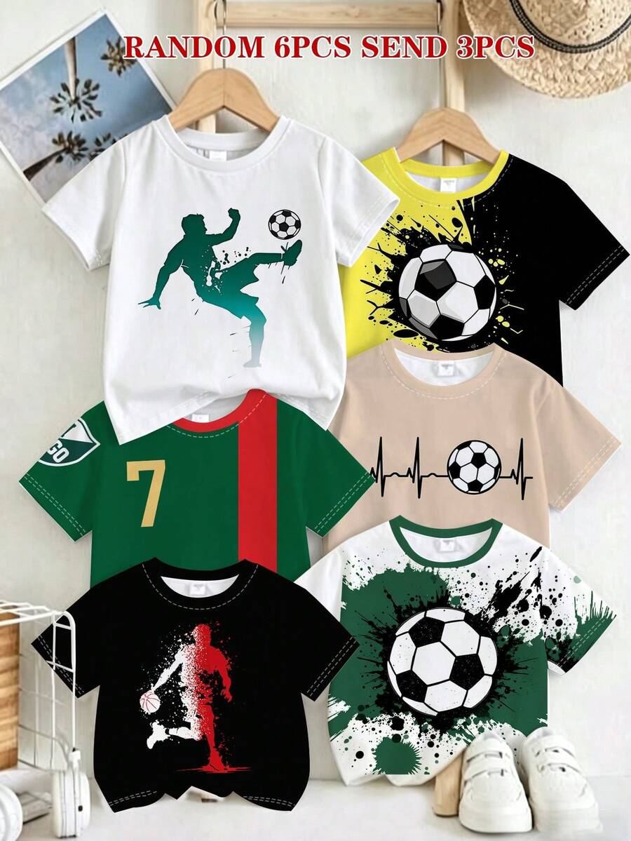 RANDOM 6PCS ENVIAR 3PCS, Múltiples patrones de estilo deportivo para elegir, Combinación de colores refrescante para mostrar - Multicolor - Ver 1