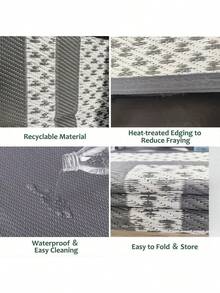 Reversible Outdoor Rug, Portable Plastic Woven Camping Mat, Suitable For RVs, Waterproof Outdoor Area Rug For Yard, Patio, Porch, Balcony (White Gray) - Aircraft Frame - View 7