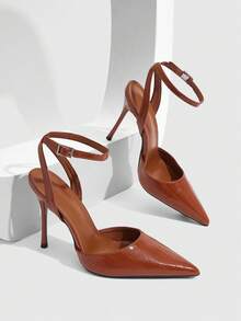 CUCCOO SZL Women's Fashion Pointed Toe Ankle Strap Stiletto High Heel Pumps, Suitable For Commuting, Dating, Party, Wedding And Other Occasions For Christmas - Bamboo leaf green yellow brown - View 4