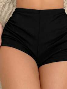 Swim Basics Quý cô Chất rắn Xu hướng: Cắt giảm Áo ngực quây Bộ Bikini Với Chi tiết Ruched - màu đen - Xem 4
