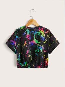 SHEIN ICON Women Reflective Ink Print Crop Graphic Tee - Multicolor - View 2