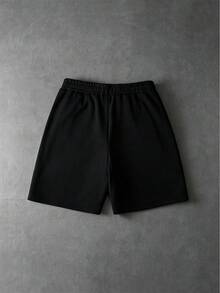ROMWE MEN Men's 3D Embossed Loose Fit Shorts - Black - View 3