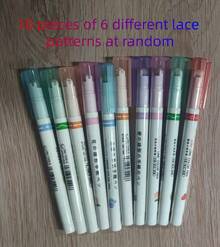 Penna a doppia linea con curva ondulata, pennarello ad asciugatura rapida, penna per bullet journal, cancelleria colorata per studenti, penna fluorescente, forniture scolastiche in stile saudita - multicolore - Visualizzare 12