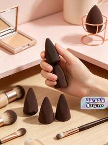 2/3/5/10Pcs Brown Makeup Sponge Blender Set – Multi-Shape Non-Latex Teardrop & Round Tube Makeup Tool, Powder Puff, Travel Essential, Gift For Women, Christmas Stocking Stuffer - Red - View 1