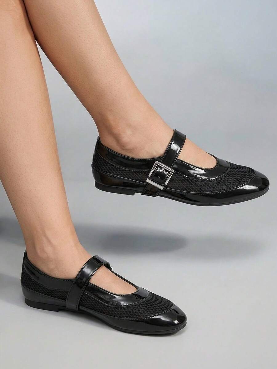 CUCCOO GRLICON Ladies, Buckle, Comfortable Flat Shoes, Holiday Atmosphere, Summer Wear, A Must For Travel, Y2K - Black - View 1