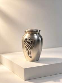 2.75 Inch Angel Wing Memorial Urn Pendant, Small Aluminum Keepsake Urn For Human & Pet Ashes, Cremation Jewelry Necklace For Loss Of Loved One - Silver - View 4