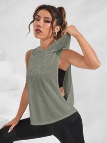 SHEIN Sports 女款無袖連帽運動休閒上衣 - 灰色 - 查看 5