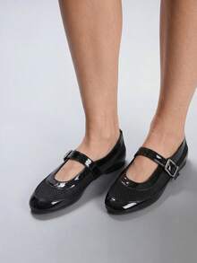 CUCCOO GRLICON Ladies, Buckle, Comfortable Flat Shoes, Holiday Atmosphere, Summer Wear, A Must For Travel, Y2K - Black - View 2